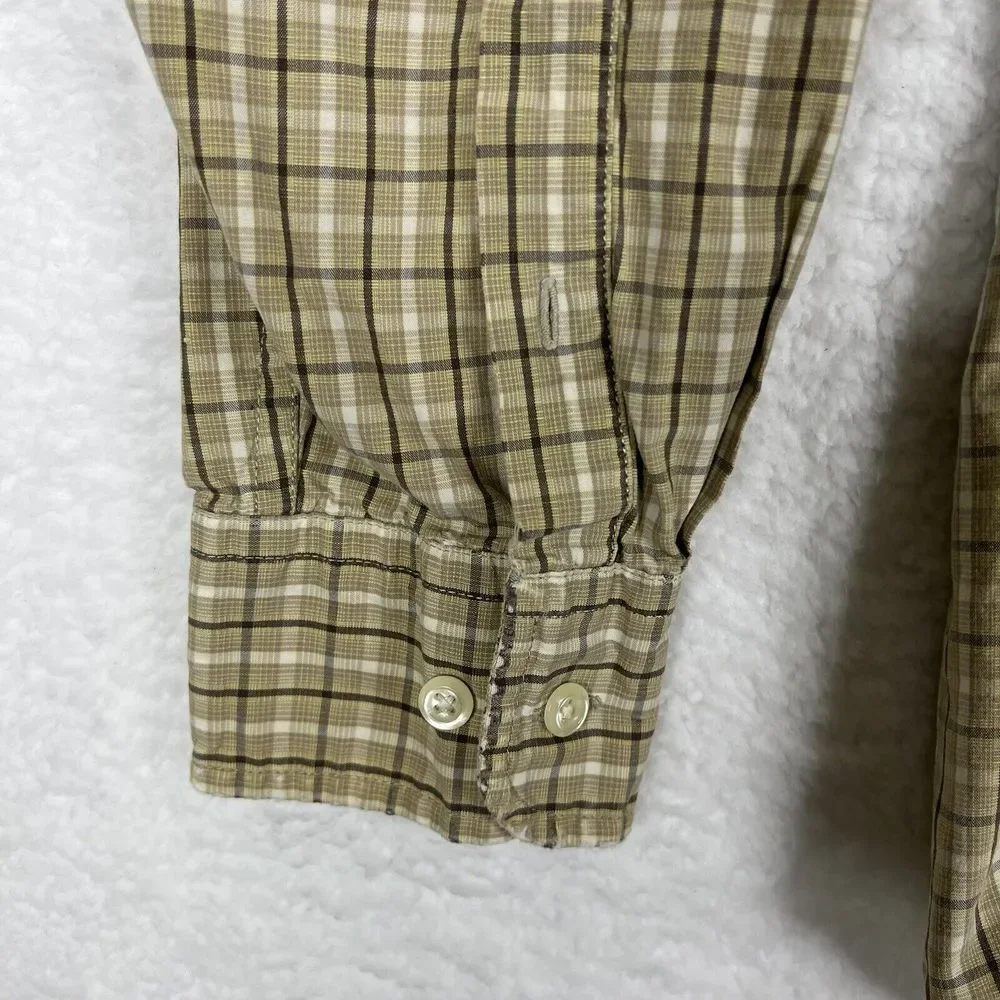J Crew Shirt Mens Large L Yellow‎ Check Button Up Long Sleeve Casual Pure Cotton